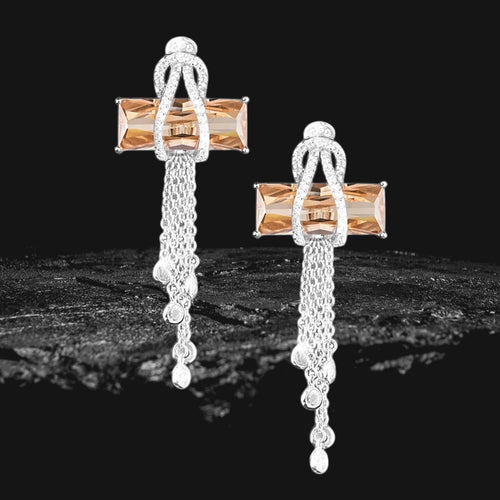 Daniel Steiger Contemporary Cross Champagne Earrings