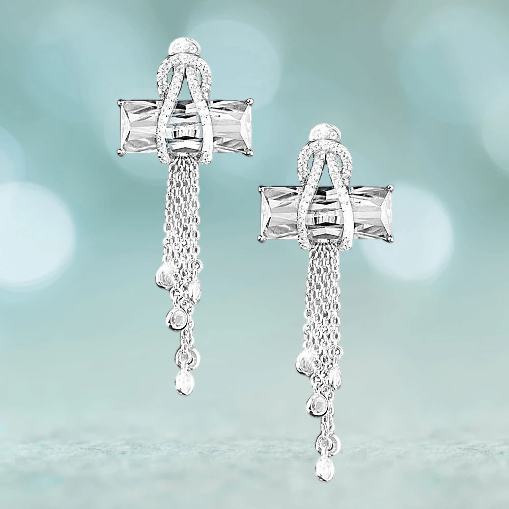 Daniel Steiger Contemporary Cross Clear Earrings