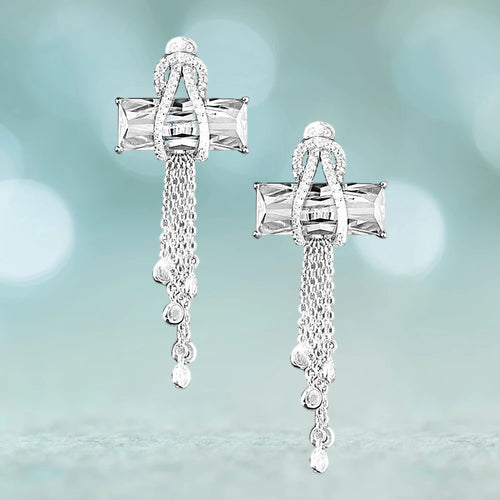 Daniel Steiger Contemporary Cross Clear Earrings