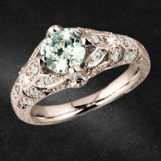 Floral Vine Rose Gold Ring crafted in sterling silver with rose gold plating, featuring a detailed vine design and a sparkling central gemstone, elegant jewelry for women.