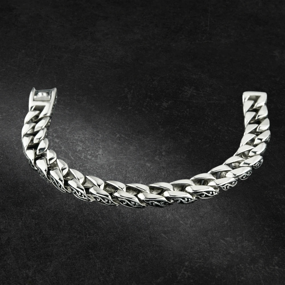 Scroll Steel Necklace for men crafted from polished stainless steel, featuring a bold, twisted chain design ideal for stylish and durable jewelry collections.