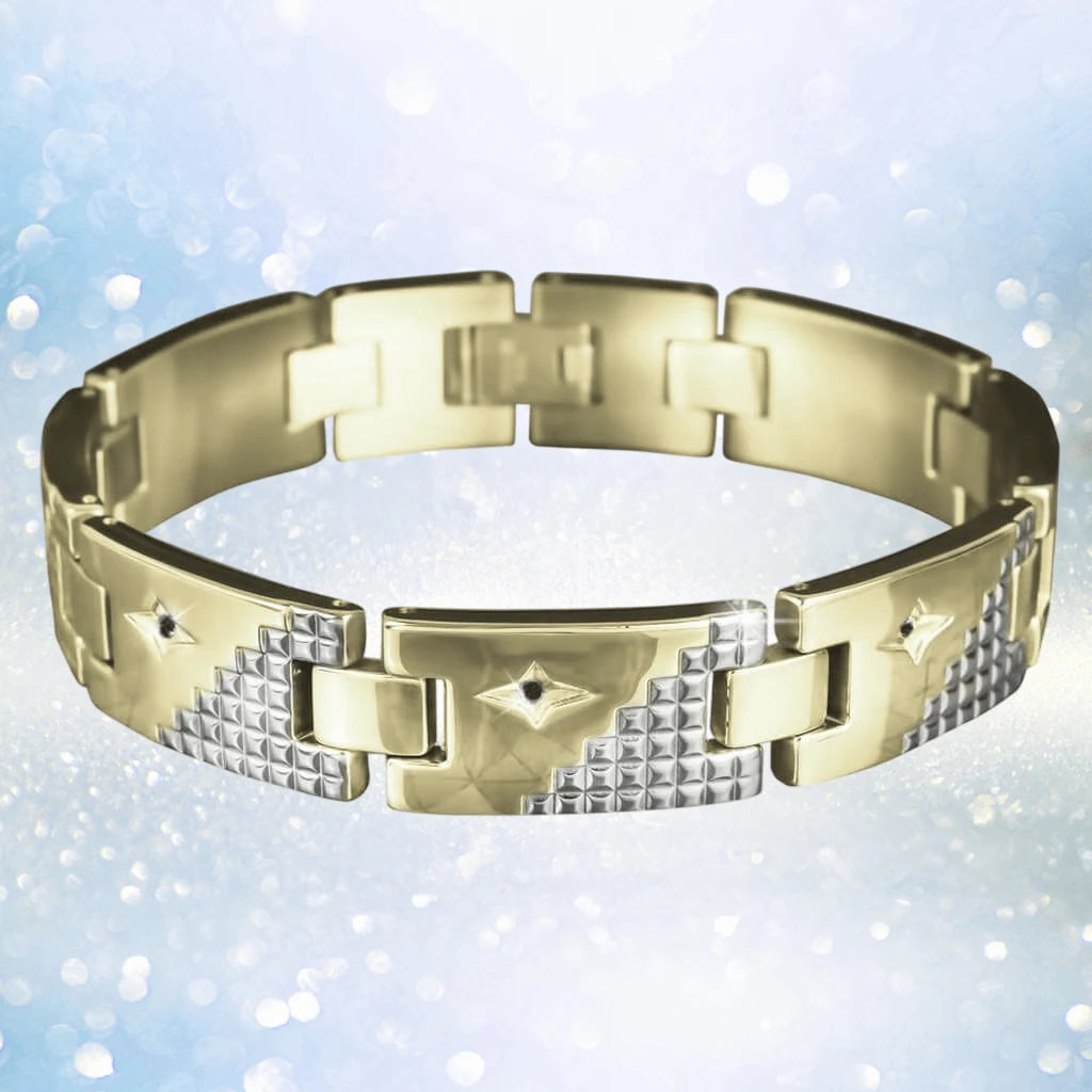 Tetris Steel Bracelet for men, crafted from stainless steel with a two-tone plating, featuring a bold geometric design perfect for stylish jewelry collections.