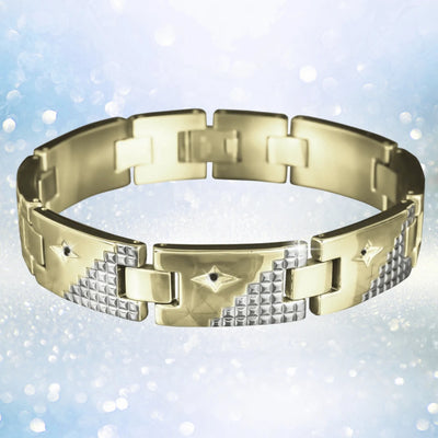 Tetris Steel Bracelet for men, crafted from stainless steel with a two-tone plating, featuring a bold geometric design perfect for stylish jewelry collections.