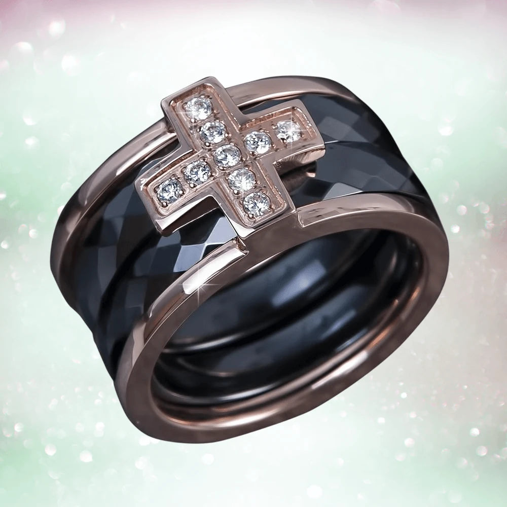 Daniel Steiger Ceramica Cross Men's Ring