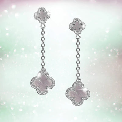 Summer Butterfly Earrings featuring sterling silver with rhodium plating, showcasing delicate butterfly-shaped designs connected by a fine chain, designed for women.