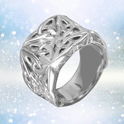 Celtic Knot Steel Men's Ring crafted from stainless steel featuring an intricate, polished Celtic knot design perfect for stylish men's jewelry collections.