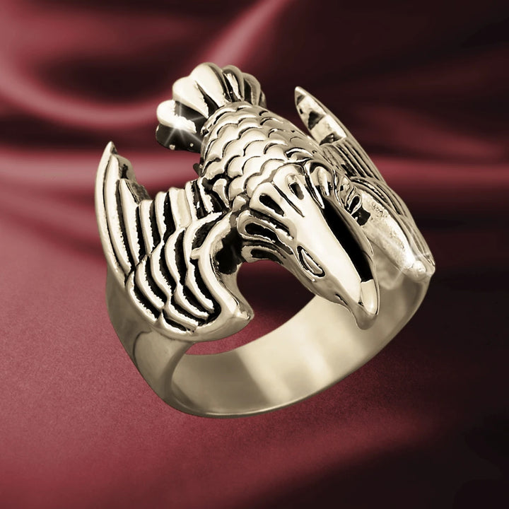 Eagle Freedom Ring crafted from stainless steel with gold plating, featuring a detailed eagle design, perfect for male jewelry collectors seeking bold statement rings.