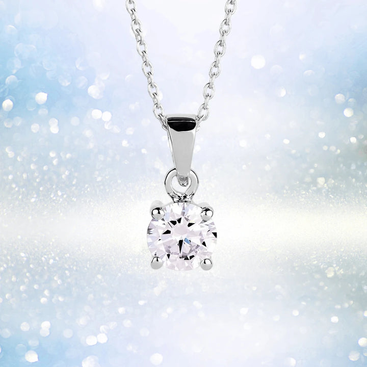 Brilliant Birthstones Pendant April featuring a sparkling sterling silver pendant with rhodium plating, designed for women, perfect as an elegant jewelry necklace.