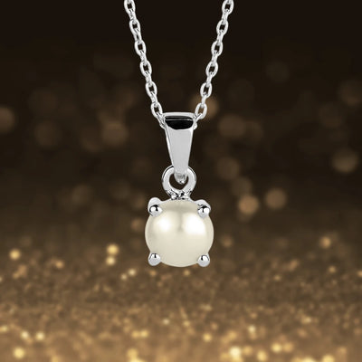 Brilliant Birthstones Pendant June featuring a sterling silver chain with rhodium plating and a lustrous pearl pendant designed for women jewelry collections.