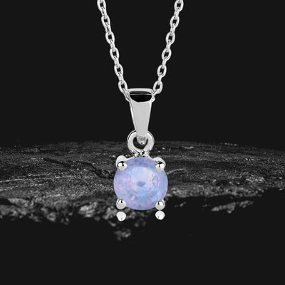 Brilliant Birthstones Pendant October featuring a sterling silver chain with rhodium plating and a round October birthstone gemstone, designed for women’s jewelry collection.
