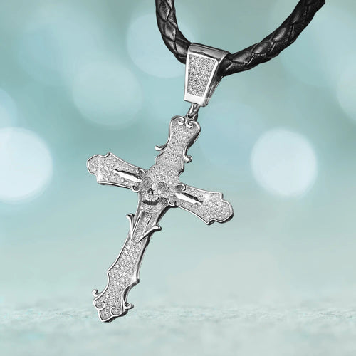 Daniel Steiger Skull Cross Rhodium Pendant