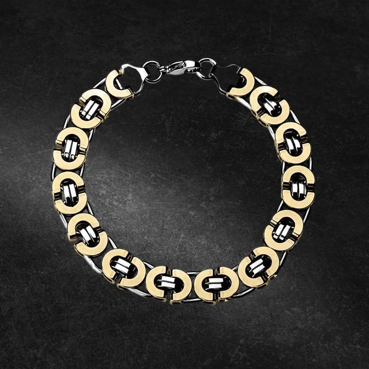 Emperor Flat Byzantine Bracelet in stainless steel for men, featuring a polished link design with a secure clasp, ideal for stylish men's jewelry collections.