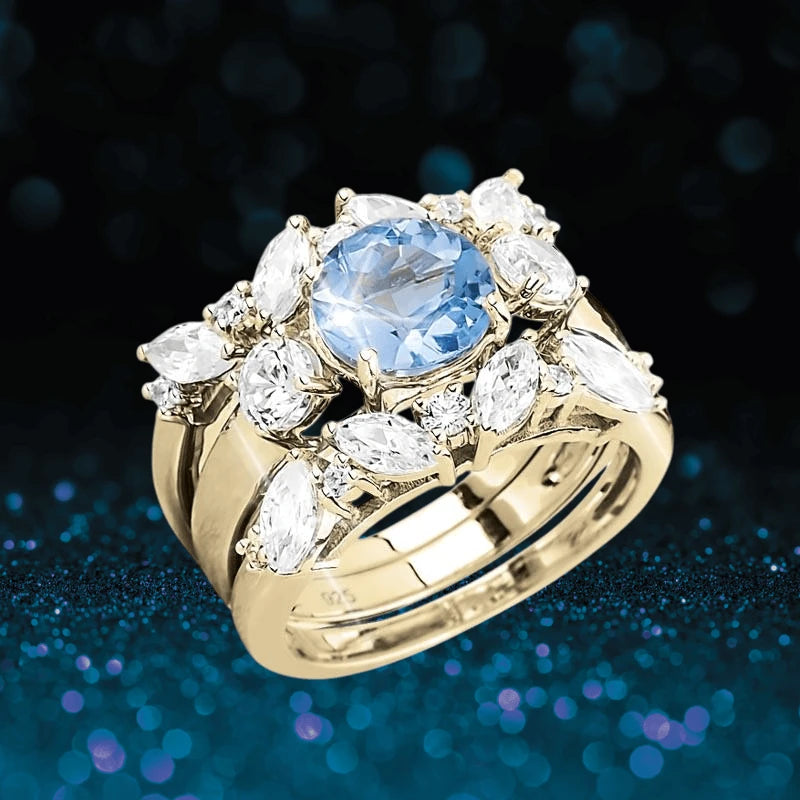 Daniel Steiger Isla Blue Topaz Trio Bridal Ring