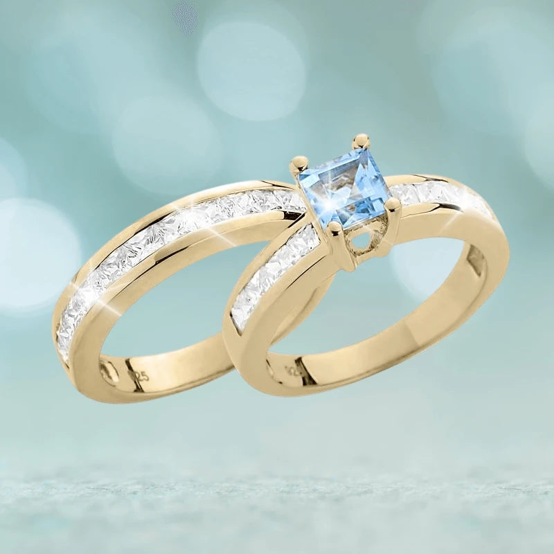 Daniel Steiger Maria Duo Blue Topaz Bridal Ring