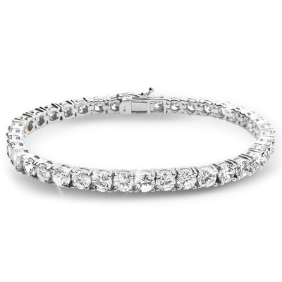 Millionaire Rhodium Tennis Bracelet featuring sterling silver with rhodium plating, designed for women, showcasing a continuous row of sparkling clear stones in a classic tennis bracelet style.