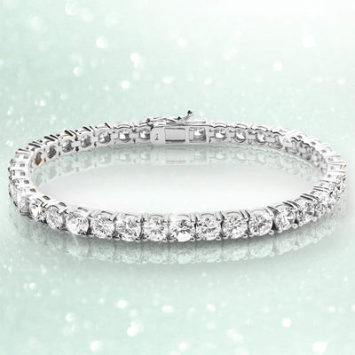 Millionaire Rhodium Tennis Bracelet featuring sparkling stones set in sterling silver with rhodium plating, designed for female jewelry collectors and bracelet enthusiasts.