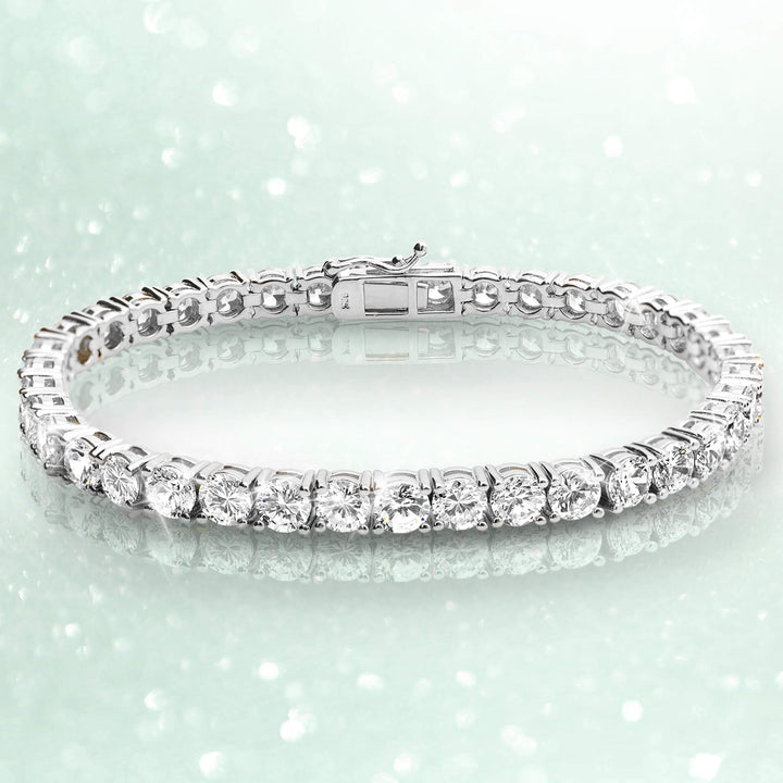 Millionaire Rhodium Tennis Bracelet featuring sparkling stones set in sterling silver with rhodium plating, designed for female jewelry collectors and bracelet enthusiasts.