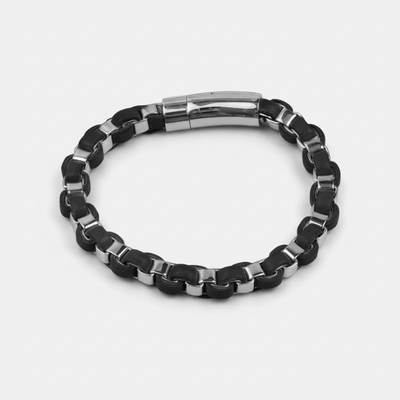 Arizona Steel Men's Bracelet featuring a sleek stainless steel design with black links, offering a stylish and durable accessory for men’s jewelry collections.