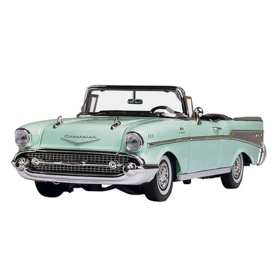 Classic 1957 Chevy Bel Air - Surf Green convertible showcasing iconic vintage design and chrome detailing, available now Up To 75% Off Retail.