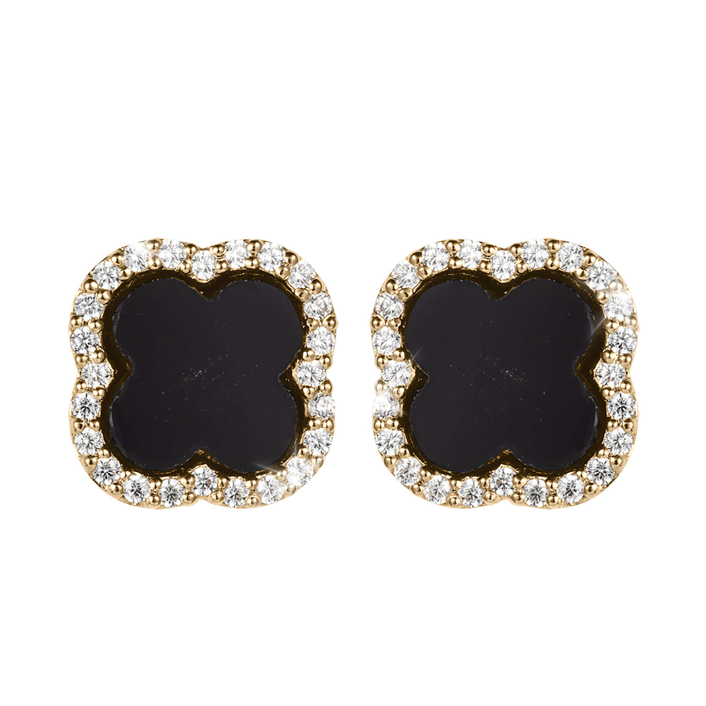 Daniel Steiger Fortuna Clover Onyx Earrings