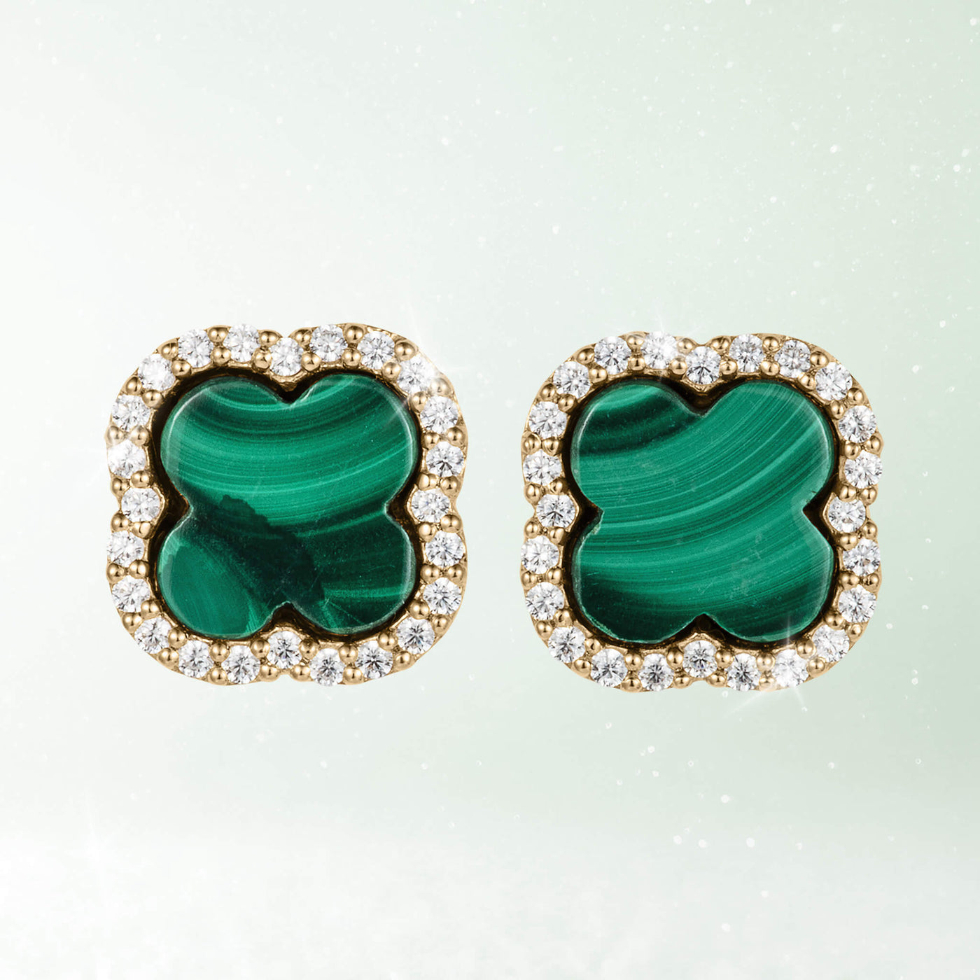 Daniel Steiger Fortuna Clover Malachite Earrings