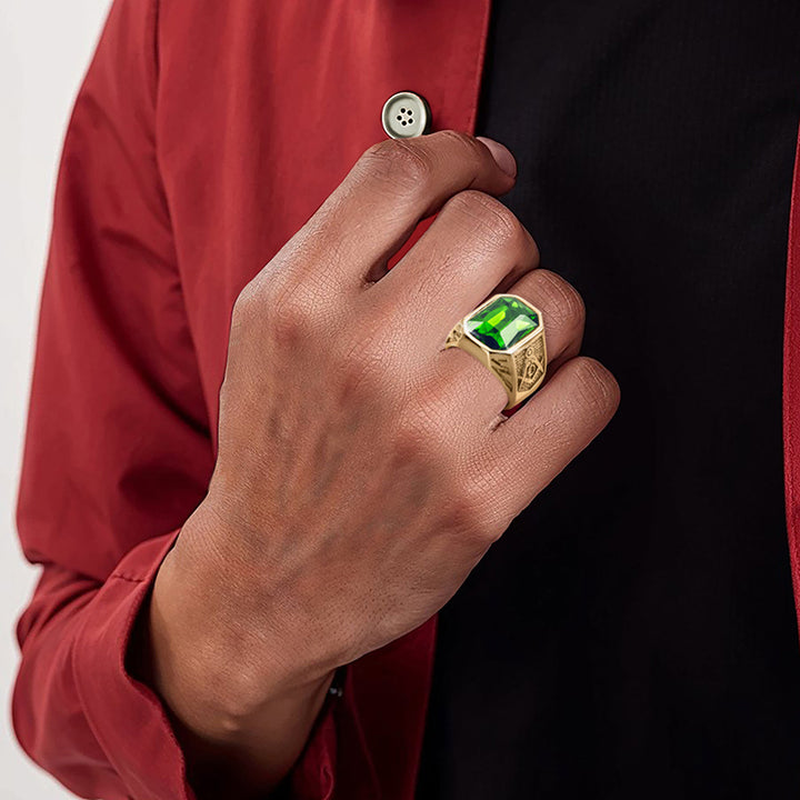 Daniel Steiger Golden Masonic Green Men’s Ring