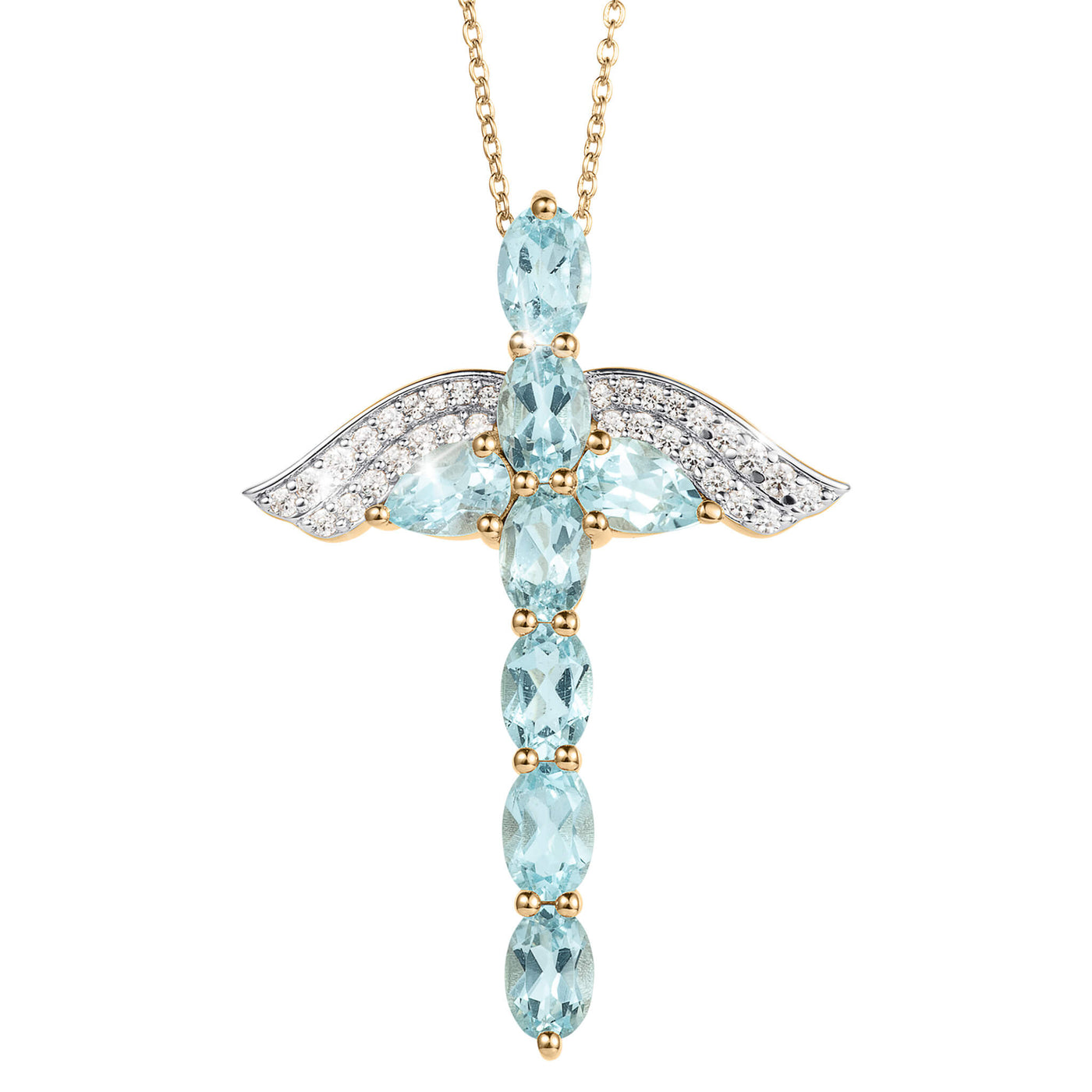 Daniel Steiger Angel Wings Topaz Cross Pendant