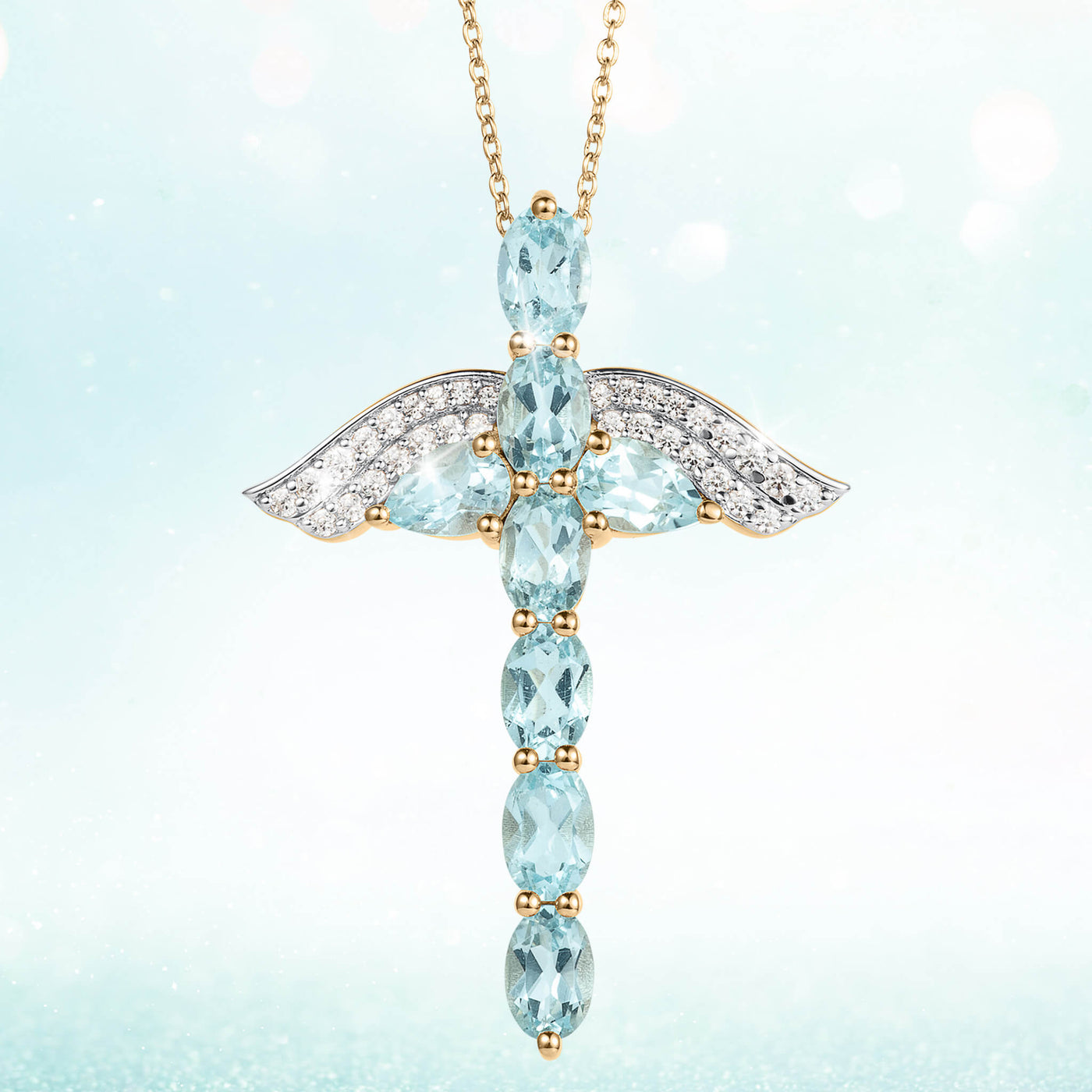 Daniel Steiger Angel Wings Topaz Cross Pendant