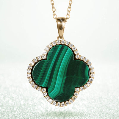 Daniel Steiger Fortuna Clover Malachite Pendant
