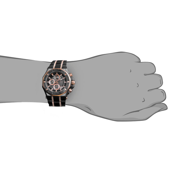 Phantom Black Men's Watch featuring a stainless steel two-tone band and black dial, stylishly displayed on a male wrist for a sophisticated look.
