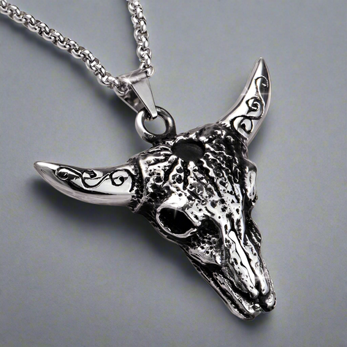 Longhorn Skull Steel Pendant