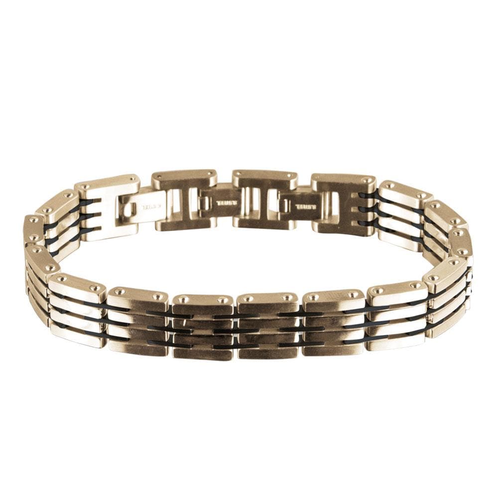 Ranger Bracelet featuring a male design crafted from stainless steel with rose gold plating, showcasing a modern linked chain style bracelet for men.