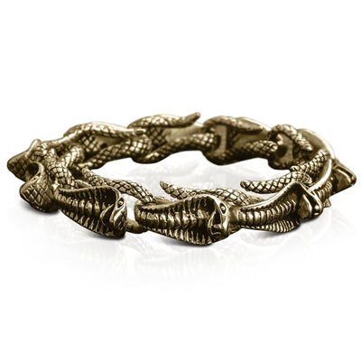 Venom Men's Gold Bracelet featuring a bold stainless steel design with intricate snake detailing, plated in gold for a striking men's jewelry piece.