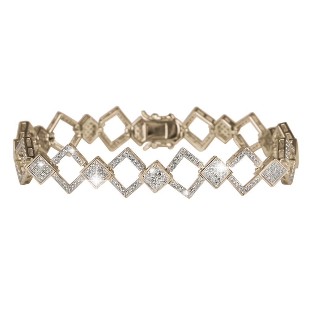 Times Square Bracelet featuring a sterling silver design with gold plating, elegant diamond-shaped links adorned with sparkling accents, crafted for women’s jewelry collections.