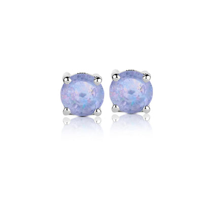 Brilliant Birthstones Earrings October featuring round October birthstone studs set in sterling silver with rhodium plating, designed for women’s elegant jewelry collections.