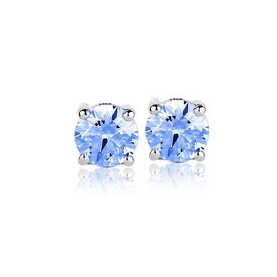 Brilliant Birthstones Earrings December featuring round blue stones set in sterling silver with rhodium plating, designed for women’s elegant jewelry collections.