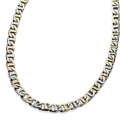 Anchor Chain Necklace for male featuring a two-tone design in gold and silver links, showcasing a bold and stylish jewelry piece perfect for enhancing any outfit.