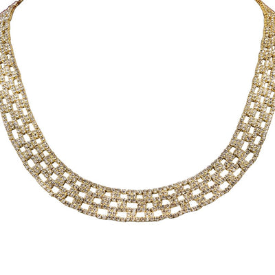 Las Vegas Necklace featuring a gold-plated white base metal design with an elegant, sparkling lattice pattern, crafted for women’s jewelry collections.