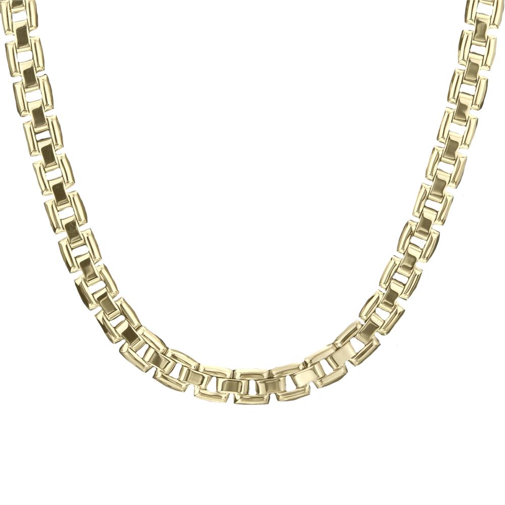 Milano Necklace featuring a gold-plated stainless steel chain designed for men, showcasing a bold and stylish link pattern ideal for sophisticated jewelry collections.