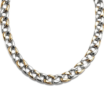 Curb Vine Men's Necklace featuring a two-tone stainless steel design with interlocking links, a stylish and durable accessory for men’s jewelry collections.