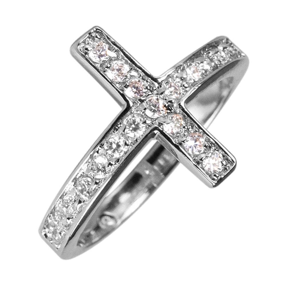 Daniel Steiger Reclining Cross Rhodium Ring