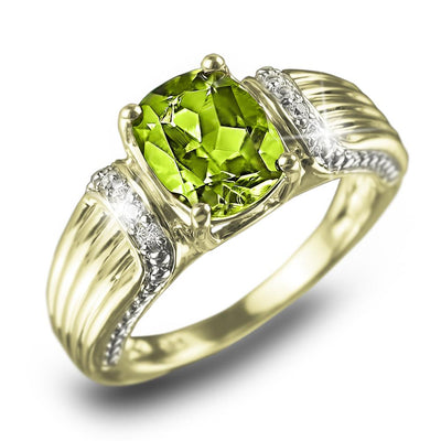 Dolce Vita Peridot Ring featuring a vibrant green peridot gemstone set in sterling silver with two-tone plating and accented with sparkling clear stones, designed for women.