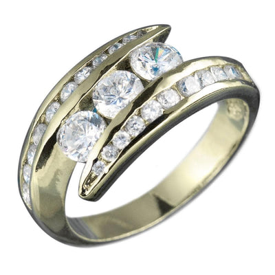 Jazz Wrap Gold Ring crafted from sterling silver with gold plating, featuring a wrap design accented with sparkling clear gemstones, elegant jewelry for female wear.