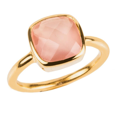 Dream Gems Ring Pink Quartz featuring a pink quartz gemstone set in sterling silver with gold plating, designed for women’s elegant jewelry collections.