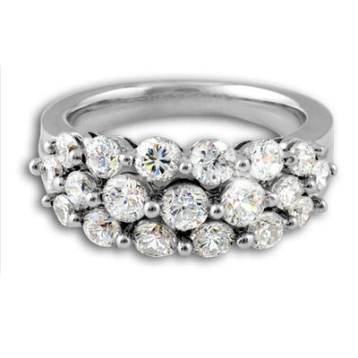 Sterling silver Millionaire Ring for women featuring a bold design with multiple sparkling round-cut clear stones, perfect as a luxury jewelry statement piece.