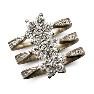 Flower Journey Yellow Gold Ring crafted from sterling silver with gold plating, featuring clustered sparkling clear stones in a floral-inspired design for female jewelry.